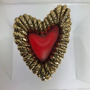 Vintage Balenciaga Paris Red Heart Brooch Abstract